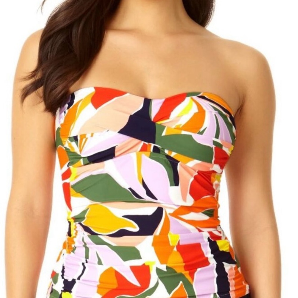 🛑 ANNE COLE Colorful Strapless TANKINI SIZE small New w tags !!